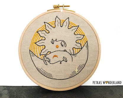 Celestial Sun and Moon - PDF embroidery pattern and tutorial 05