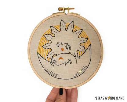 Celestial Sun and Moon - PDF embroidery pattern and tutorial 06