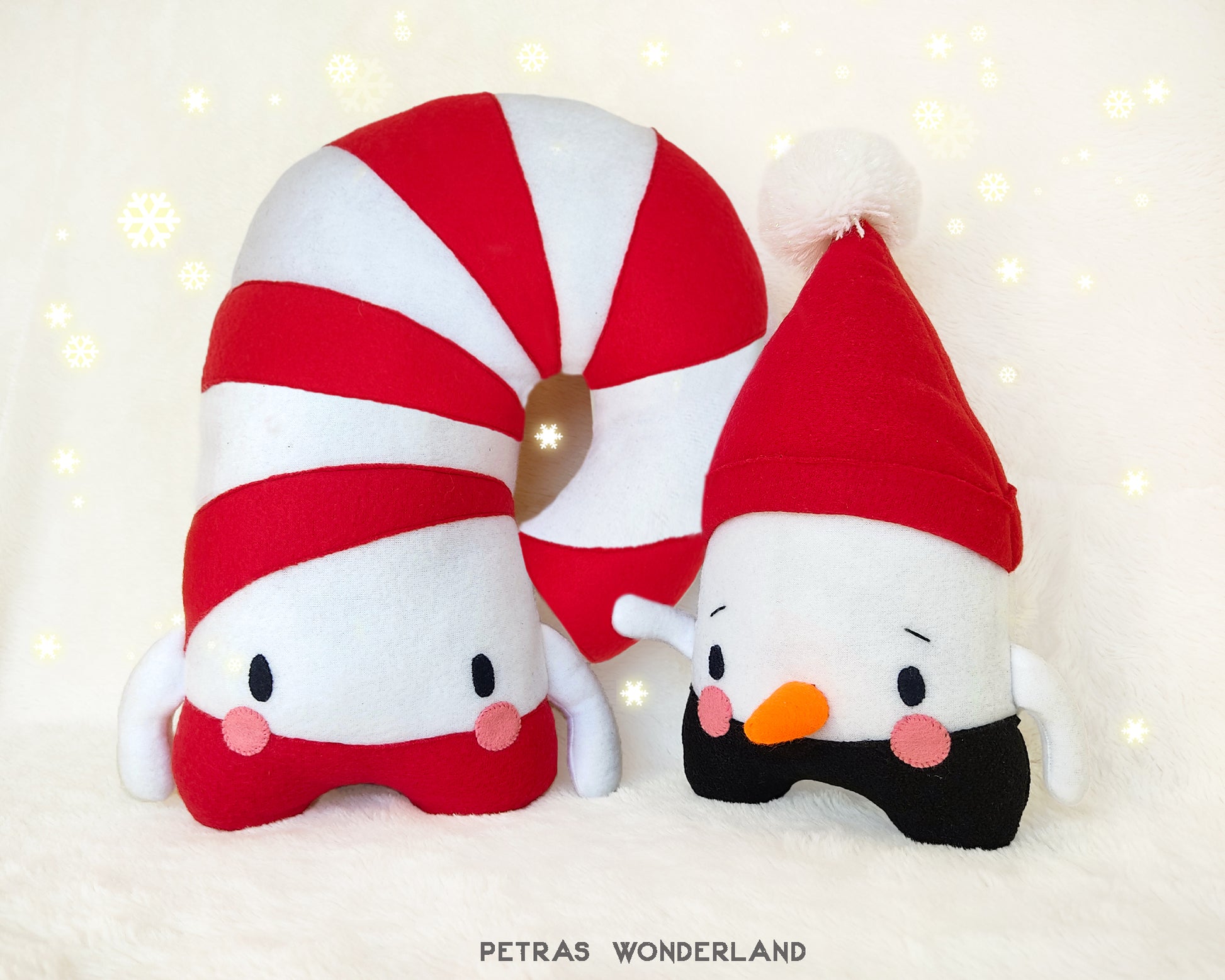 Christmas set of 2 patterns: Candy Stick Pillow and Snowman Toy - PDF toy sewing patterns and tutorials 06