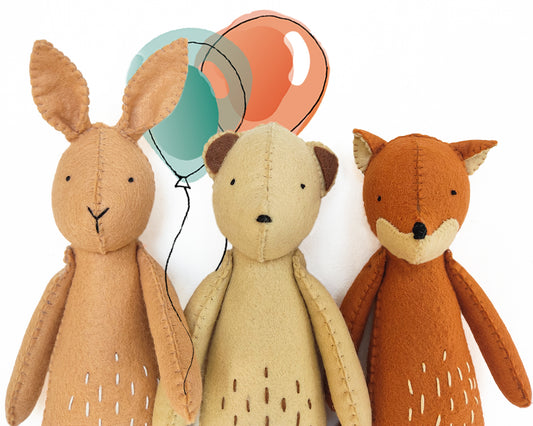 Special Offer: Bunny, Bear, and Fox Trio - PDF sewing patterns and tutorials