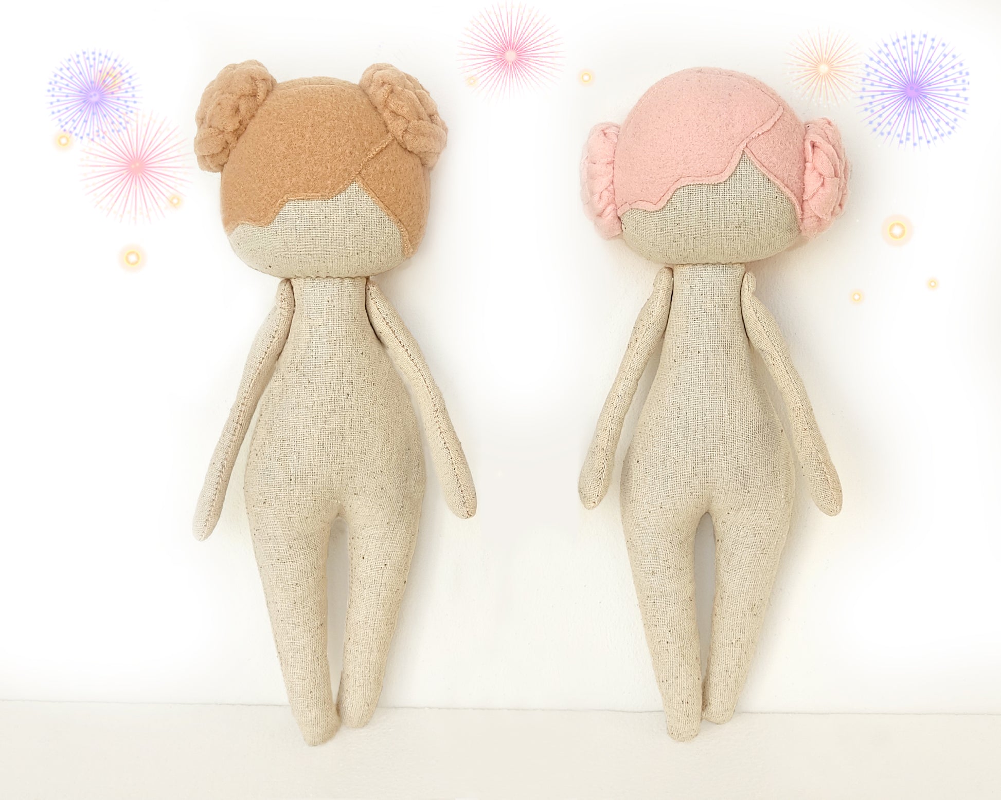 Doll Body 10 inch with hair - PDF sewing pattern and tutorial