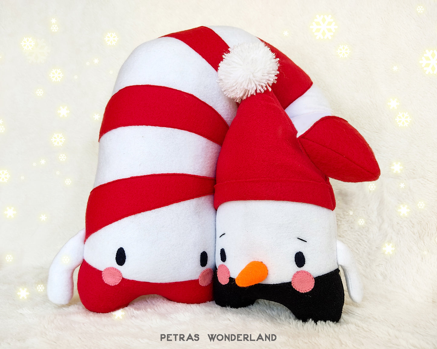 Christmas set of 2 patterns: Candy Stick Pillow and Snowman Toy - PDF toy sewing patterns and tutorials 07