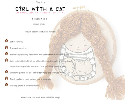 Girl With a Cat - PDF embroidery pattern and tutorial 09