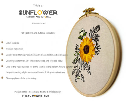 Sunflower - PDF embroidery pattern and tutorial 07