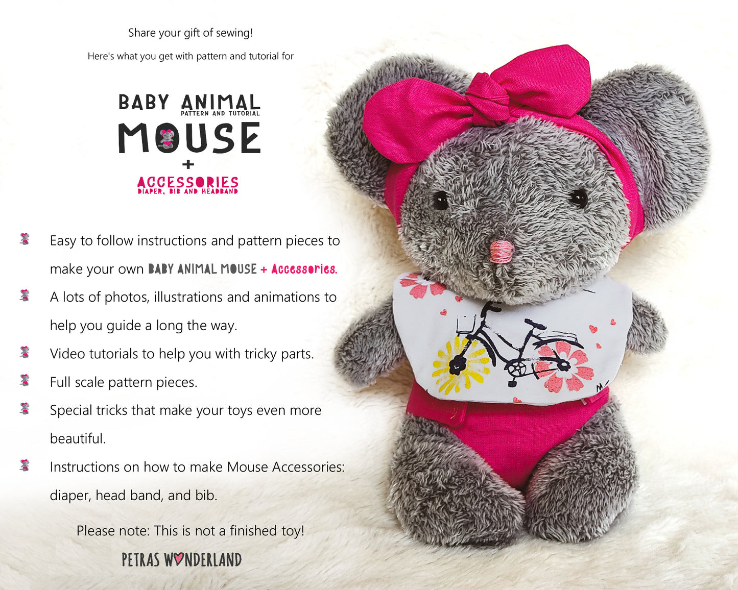 Baby Animal Mouse - PDF sewing pattern and tutorial 09