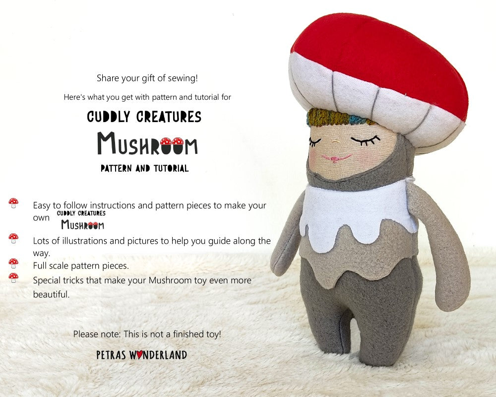 Cuddly Creatures Mushroom - PDF sewing pattern and tutorial 08