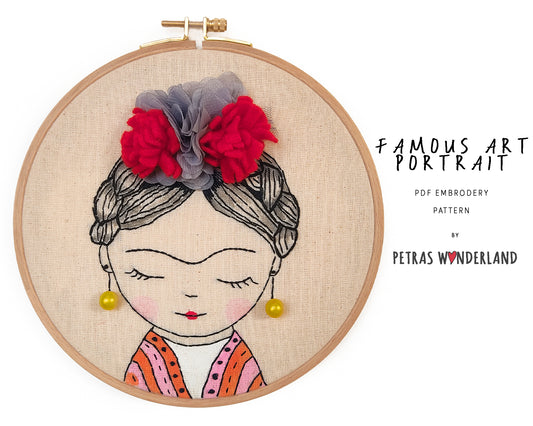 Frida Kahlo - PDF embroidery pattern and tutorial 
