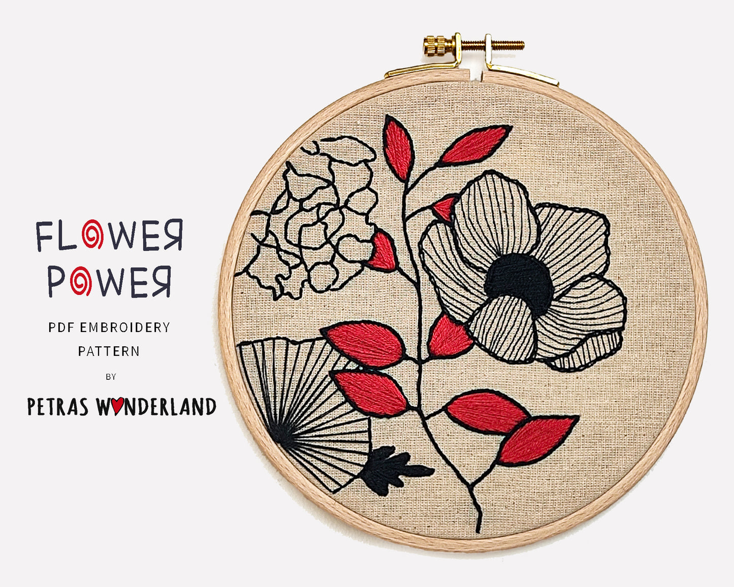 Flower Power - PDF embroidery pattern and tutorial