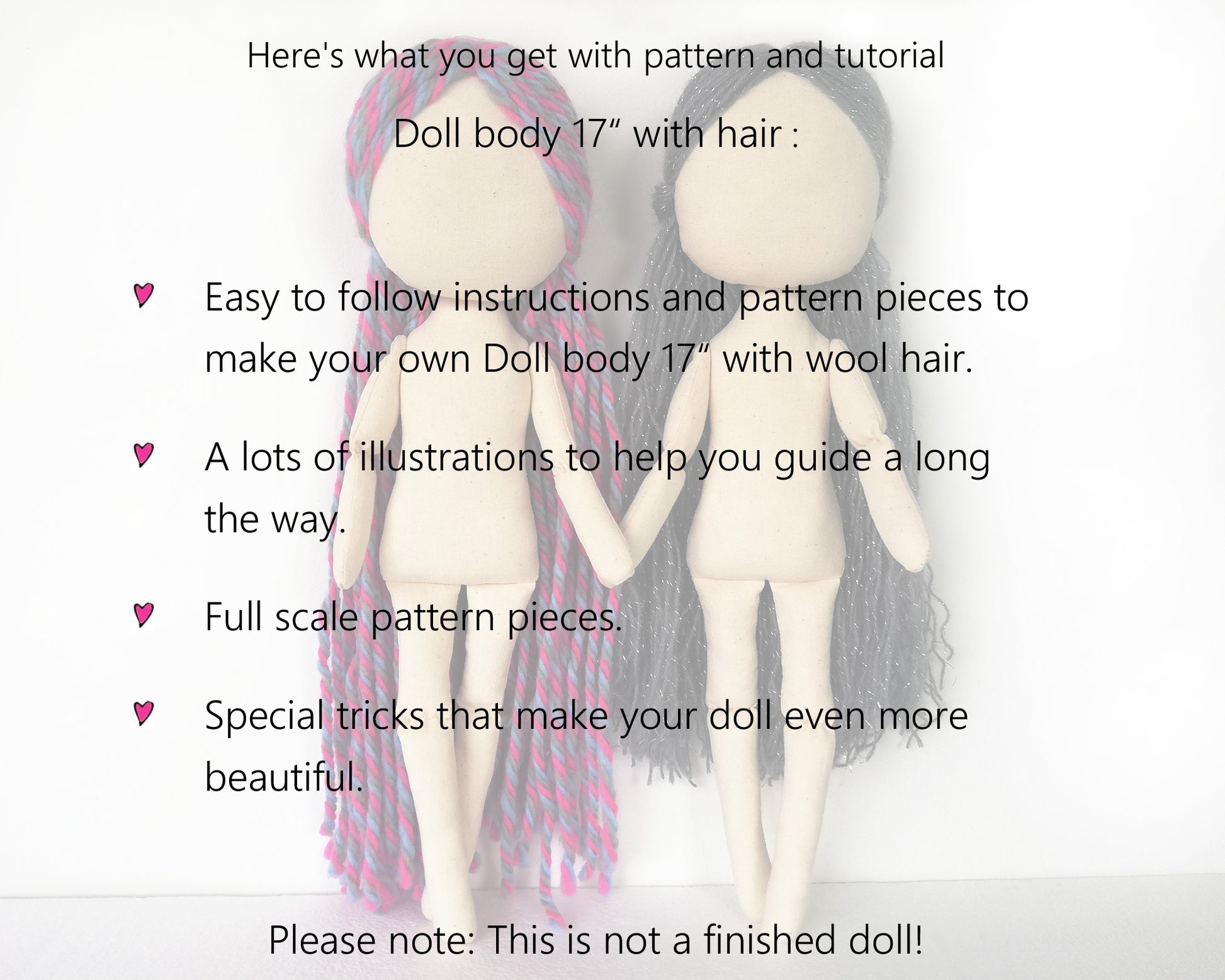 Doll Body 17 inch - PDF doll sewing pattern and tutorial 10