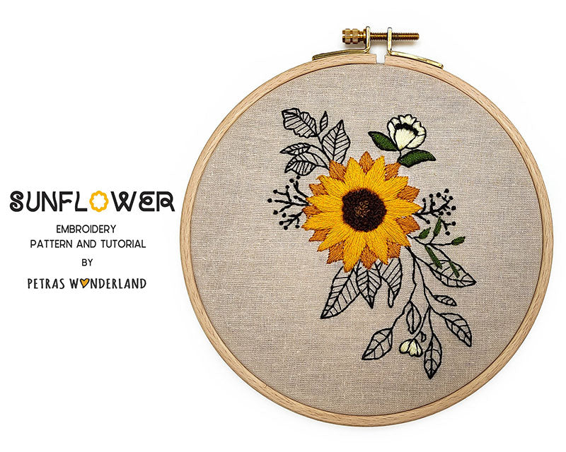 Sunflower - PDF embroidery pattern and tutorial