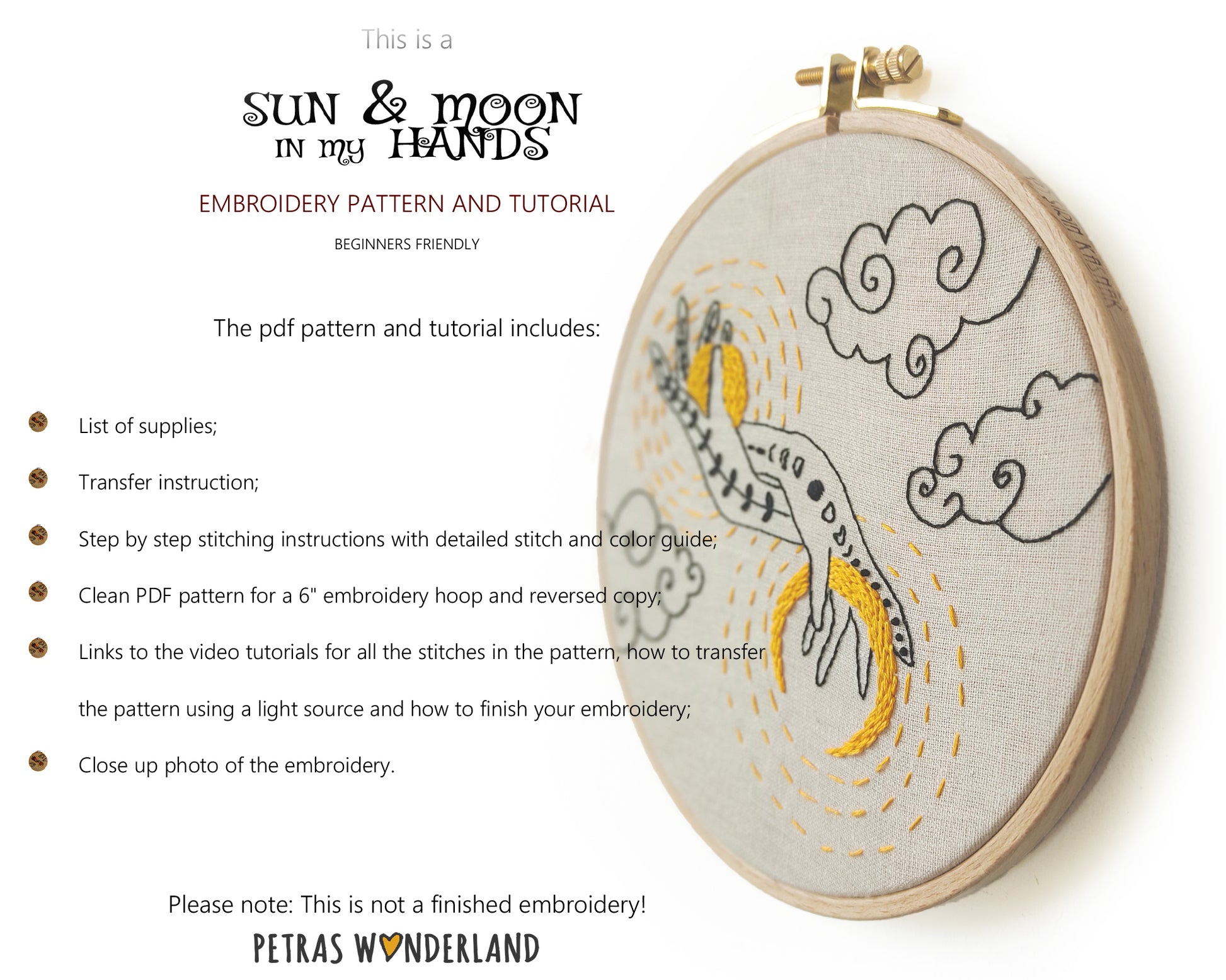 Sun and Moon in my Hands -  PDF embroidery pattern and tutorial 09